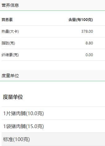 猪肉脯热量