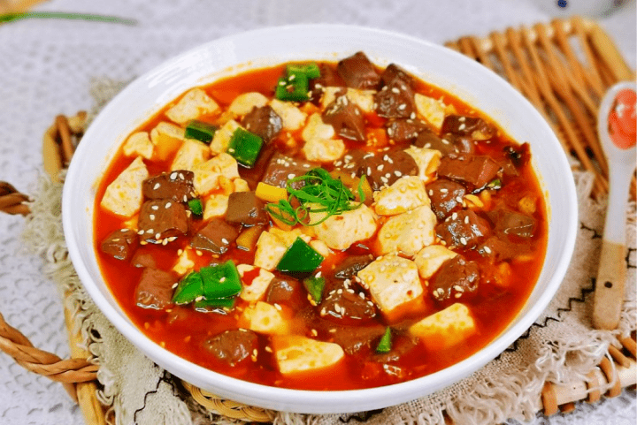 吃【香辣鸭血烩豆腐】补血补铁2
