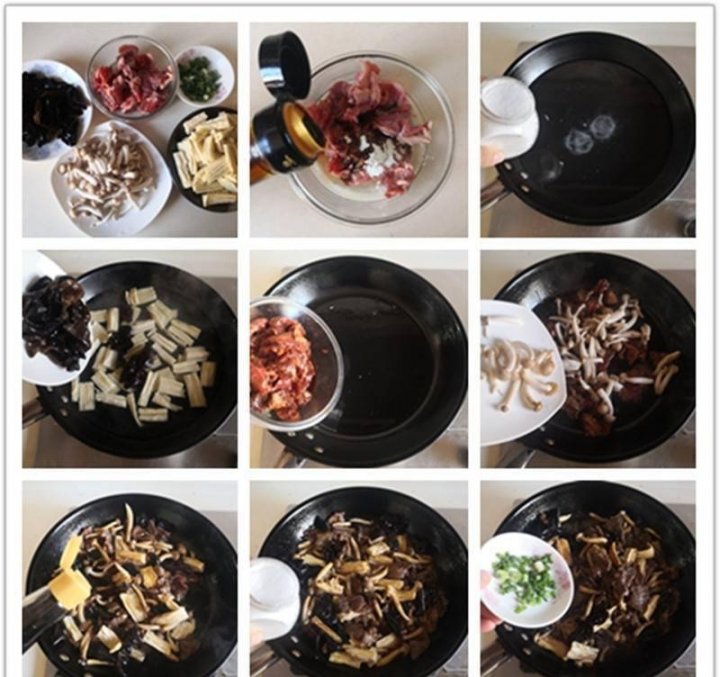 冬天进补吃【木耳腐竹蟹味菇炒牛肉】鲜美营养又下饭4