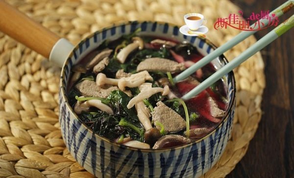 苋菜菌菇猪肝汤-苋菜汤的做法2