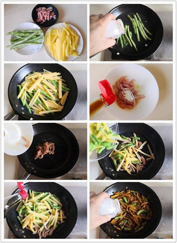 土豆四季豆炒肉丝怎么做-土豆四季豆炒肉丝的做法2