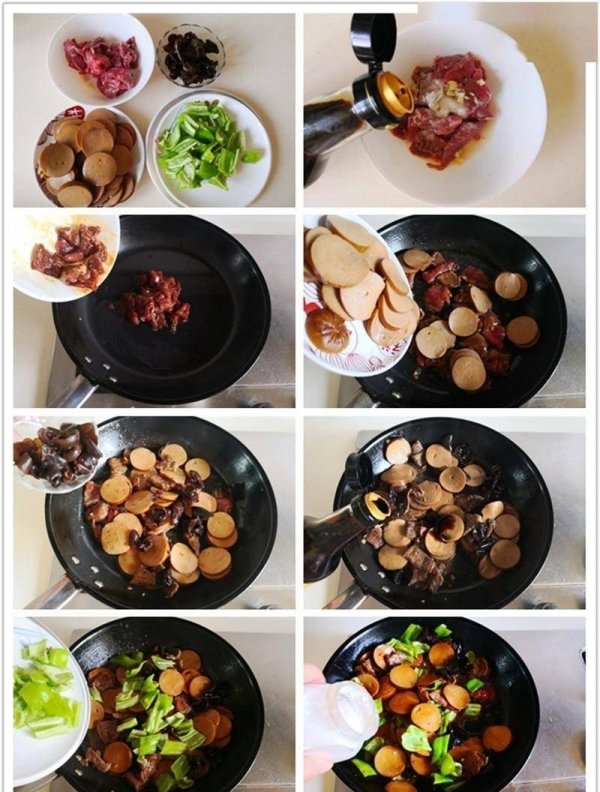 秋天牛肉怎么吃不上火-青椒木耳素鸡炒牛肉的做法2