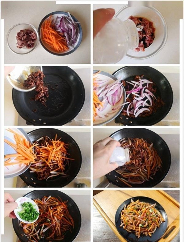 洋葱萝卜炒牛肉丝怎么做-洋葱萝卜炒牛肉丝的做法2